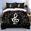 Treble Clef Speaker Floating Music Note Duvet Cover Set Black Music Art Bedding Includes 1 Duvet Cover And 2 Pillowcase Gift