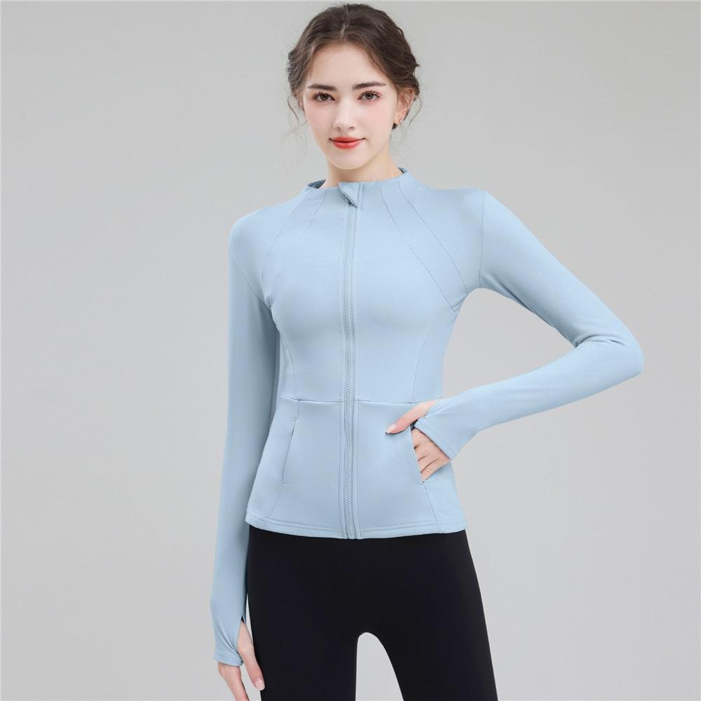 Fast Drying And High Elasticity Stand Up Collar Sports Jacket For Women, Slim Fit And Slimming Yoga Top, Tight Fitting Running And Fitness Suit Jacket
