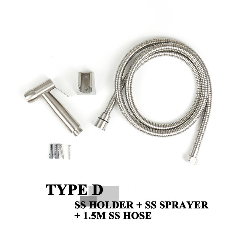 Stainless Steel Brushed Handheld Toilet Bidet Sprayer Kit Hand Bidet Shattaf for Bathroom Hand Shower Sprayer Head Self Cleaning