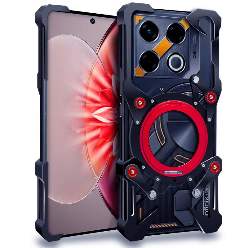 

Безрамочный алюминиевый чехол для Infinix GT 20 Pro 10Pro, чехол с поворотным кронштейном, металлическая безрамочная ударопрочная крышка Infinix GT 20 Pro чёрный