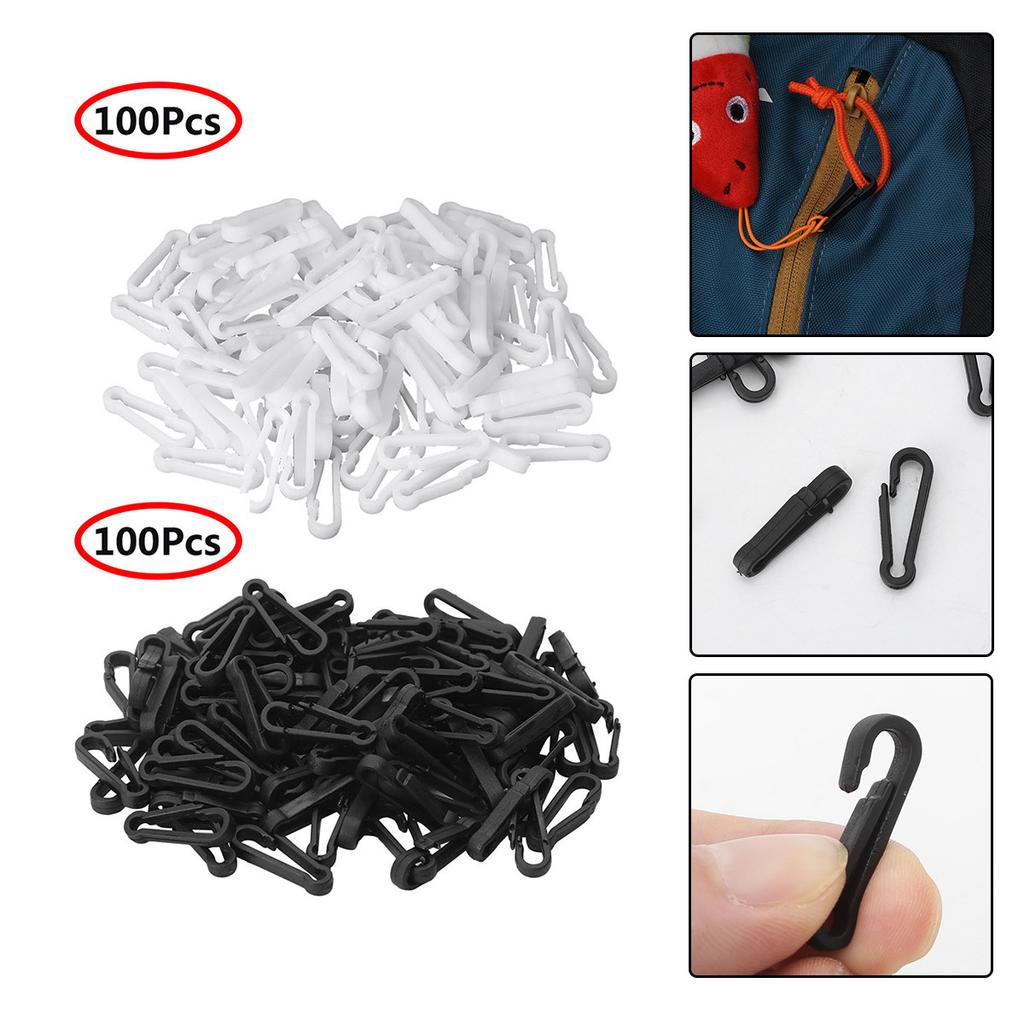 100Pcs Plastic Clip Hooks Mini Carabiner Buckle for Paracord Backpack Straps Bag Parts Accessories