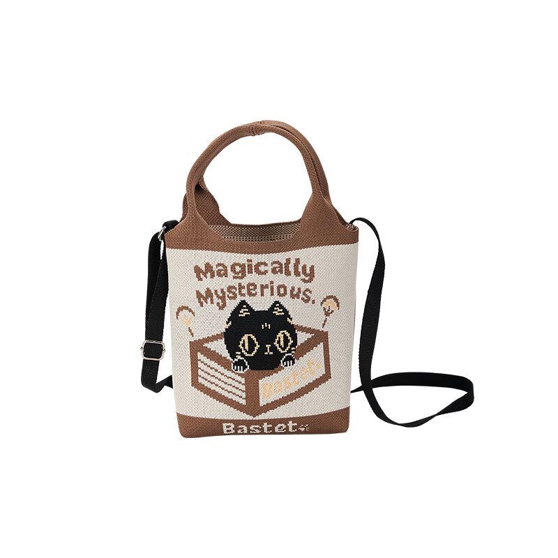British Museum Bastet Cat Knitted Jacquard Shoulder Bag