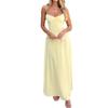 European and American Women's Clothing New Temperament Lace-up A Solid Color Long Suspender Dress