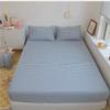 Solid Color Plaid Washed Cotton Fitted Sheet Bed Mattress Cover Soft Breathable Bedclothes Bed Cover No Pillowcase