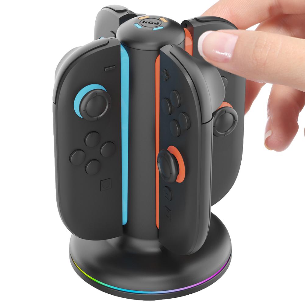 Charging Dock for Switch2 Joy-Con Magnetic Controller Charger 4 in 1 Gamepad Charging Grip Station for Nintendo Accessories