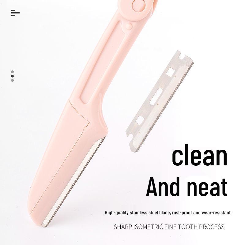 Portable Safety Folding Eyebrow Razor for Beginners - Stainless Steel Blade, Makeup Tool