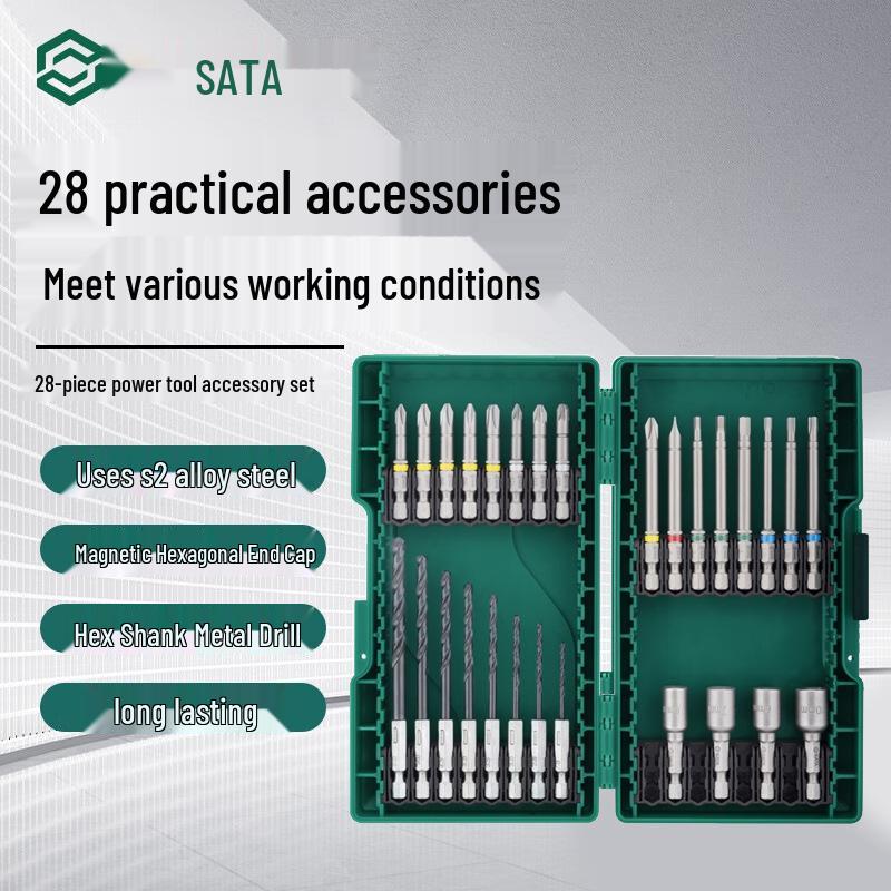 SATA Multifunctional Electric Screwdriver and Drill Bit Set - Phillips, Pozi, Hex