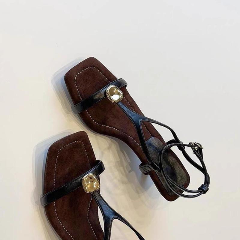 Fashion Summer New Women's Sandals Stylish Metal Buckle High Heels Women's Shoes Sexy Retro Thin High Heels Outdoor Elegant Party Shoes
