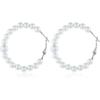Large Hoop Dangle Earring Black White Pearl Earring With Stainless Steel Pin Big Circle Loop Earrings For Women Girls Jewelry M3:style03 -