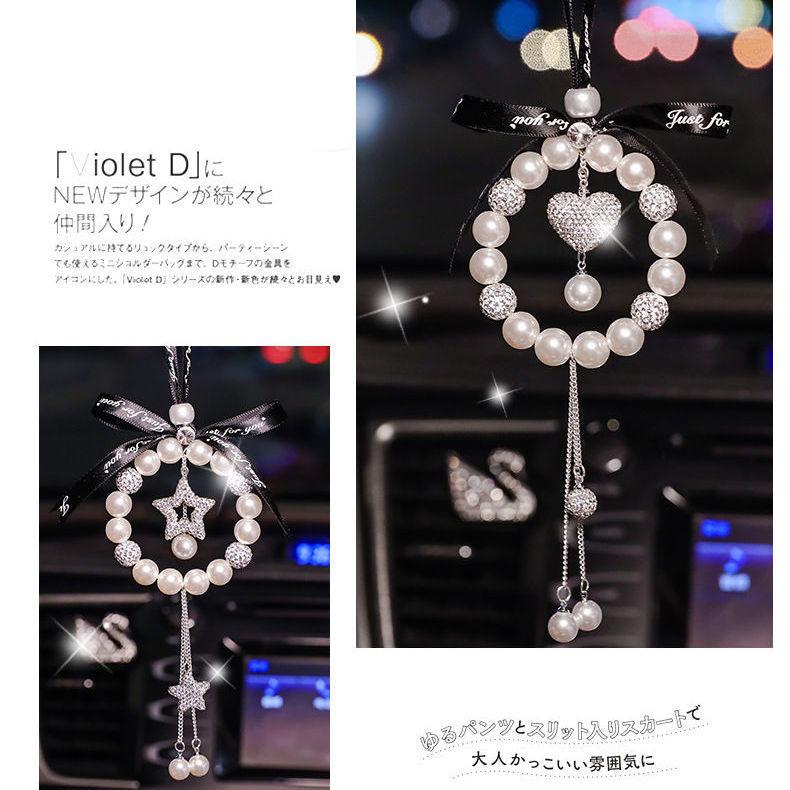 Car Pendant Pearl Pendant Car Rearview Mirror Loading Goddess Inlaid Diamond Pendant Special Supply