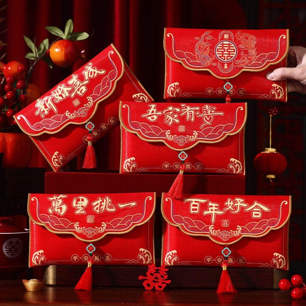 Tassels Brocade Red Envelope Spring Festival New Year Money Bag Money Red Pocket Chinese Wedding