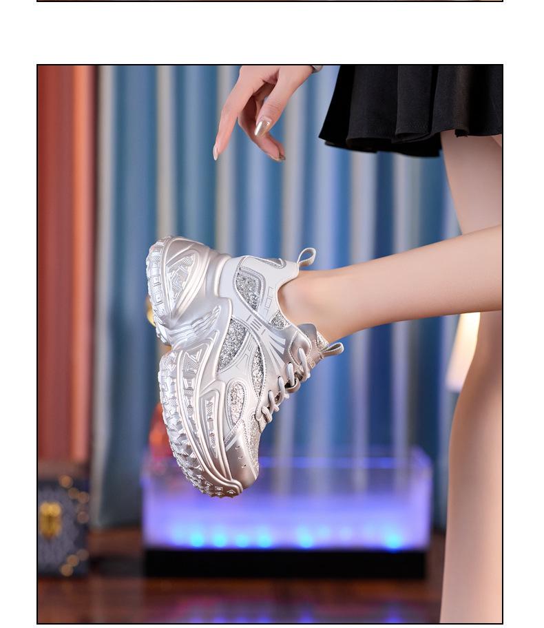 Women's 2024 Autumn Versatile Thick-Soled Hidden Heel Dad Shoes - Breathable Platform Casual Sneakers