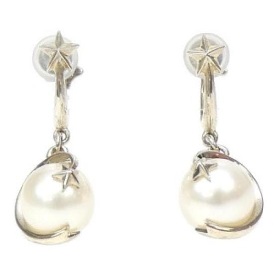 

USED STARJEWELRY Pearl Moon & Star Earrings (Silver SV925) серебряный
