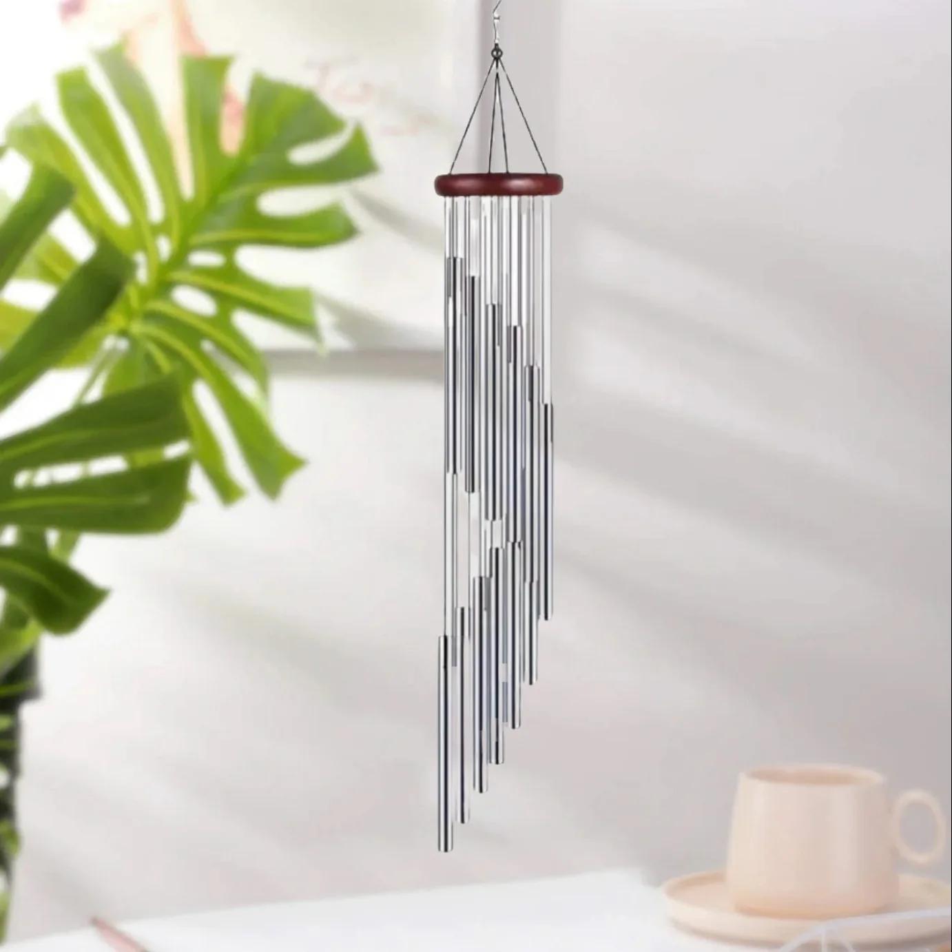 

1 шт. 12 трубок из алюминиевого сплава, ветряные колокольчики с крючком, золотые/серебряные, вращающиеся, для украшения дома, свадьбы, вечеринки, подарков