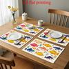 Jit4pcs 2D FLAT Digital Printing Placemat, Multi-Color Cartoon Ocean Fish Pattern Printed Table Mats, Make Your Restaurant More Beautiful, Very