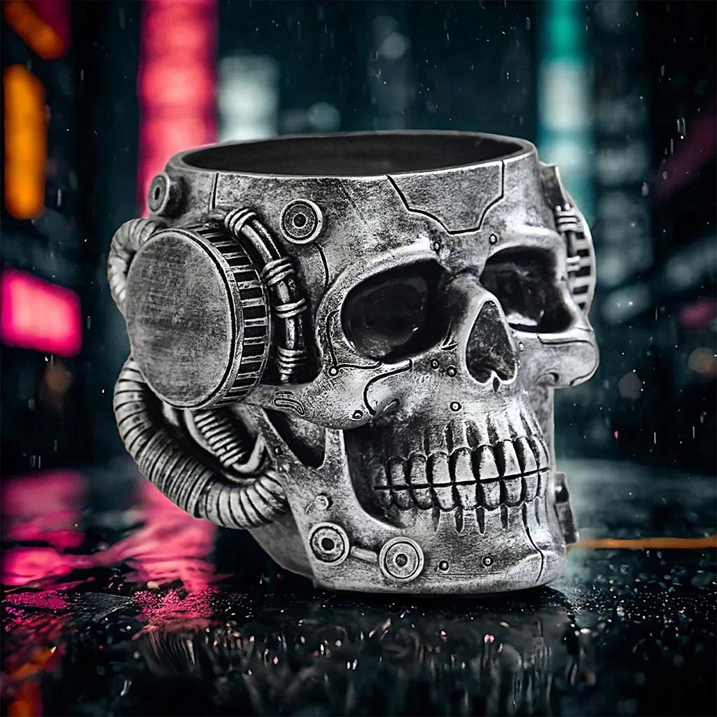 Skeleton flower pot desktop decoration gift Skull Planter Spooky Gothic Display Pen Holder 