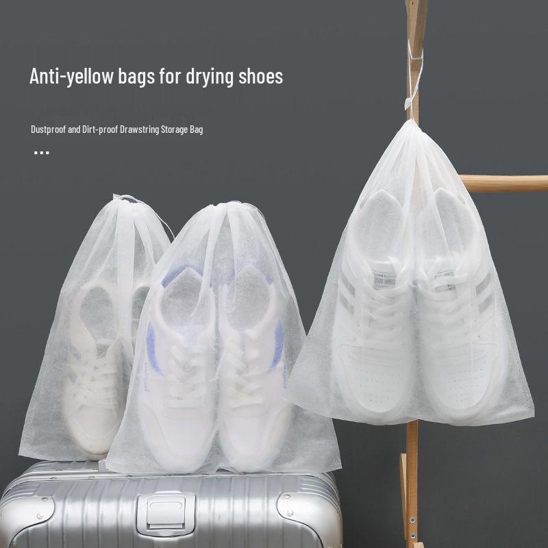 Anti-Yellowing Non-Woven Shoe Storage Bag with Sun Protection, Moisture-Proof & Dustproof Features, Thick Drawstring Cover for White Shoes