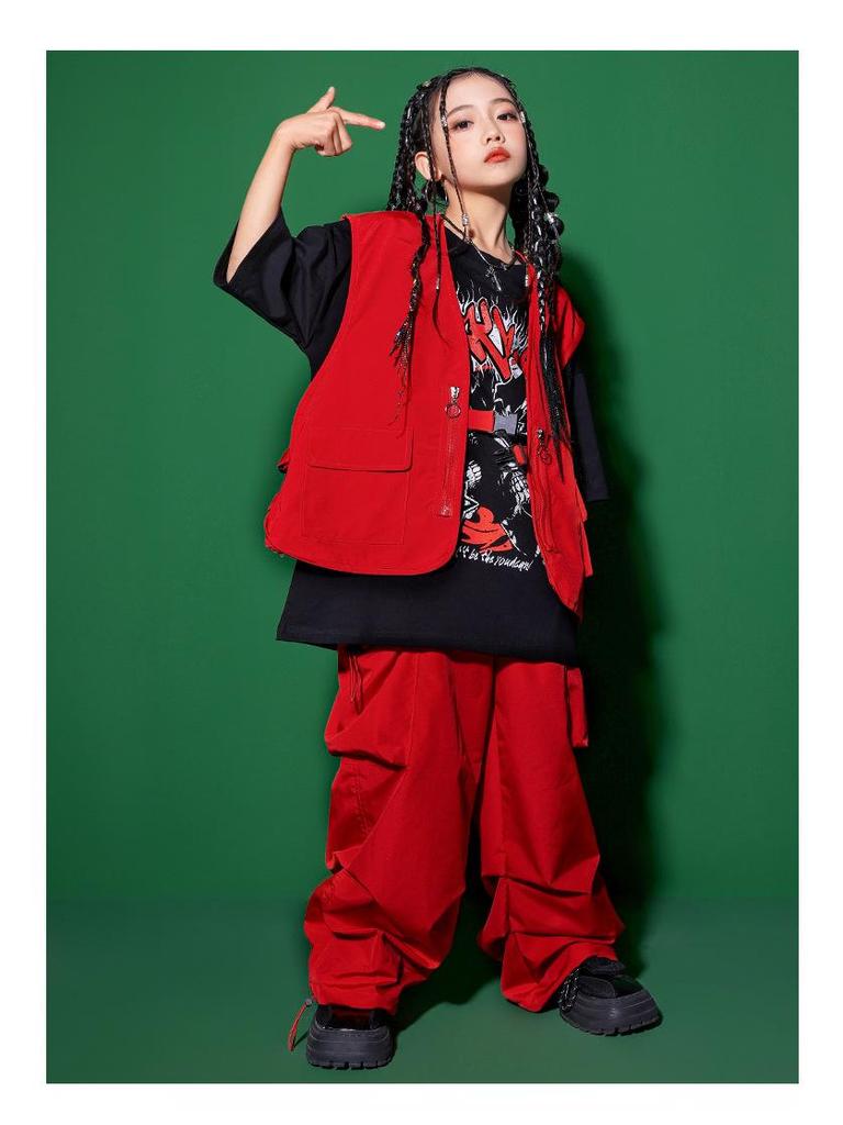 Girls' Japanese Street Dance Performance & Catwalk Costume: Trendy Hip-Hop Suit