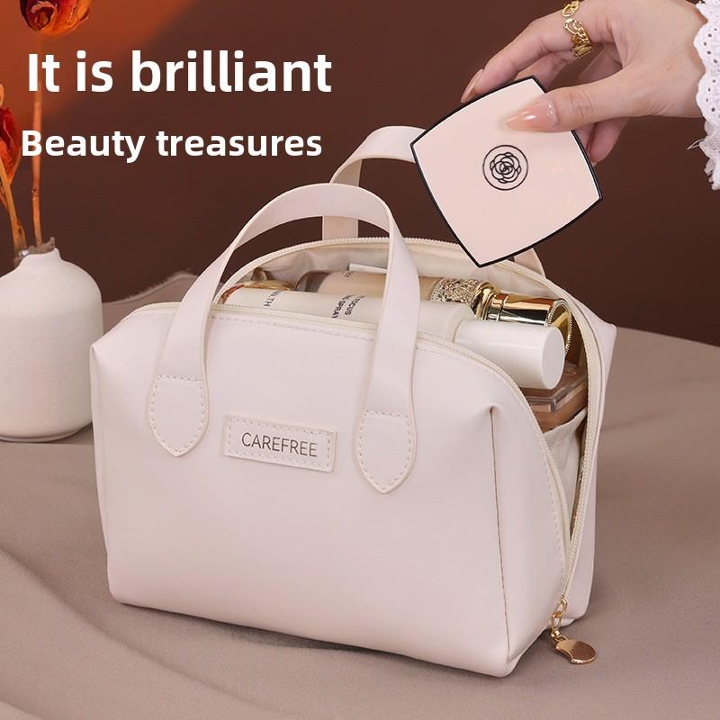 French Elegant Small Pu Travel Makeup Bag With Waterproof Storage For Women And Men