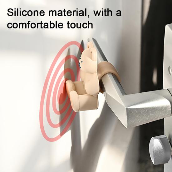 Bear Door Handle Stopper Wall Protector Adhesive-Free Silicone Door Lever Stop Wall Bumper Noise Reduction Home Office Door Anti-collision Pad