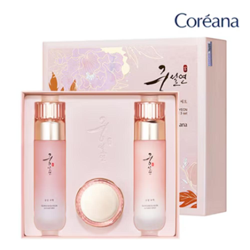 Coreana / Gungseolyeon Yunseol Набор из 3 средств для ухода за кожей / Полное восточное восстановление / Сделано в Корее