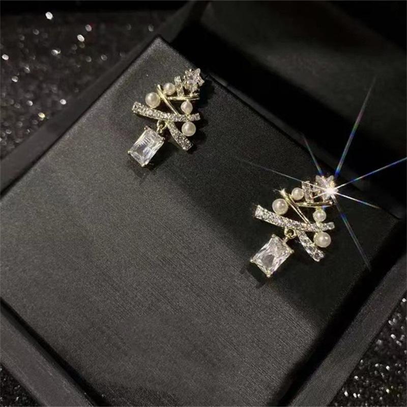 Colourful Zircon Christmas Tree Earrings For Women Sparkling Crystal Snowflake Elk Earring Girls New Year Holiday Jewelry Gifts