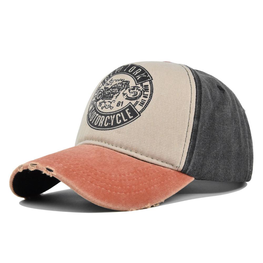 

Кепка-бейсболка с принтом граффити «Утка» с потертостями, выстиранная, старая, хлопок оранжевый