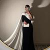 Rochie de Seară Sexy Florală Fluidă tip Wrap pentru Toamnă Iarnă pentru Femei, Rochie de Petrecere Formală Stil European American pentru Comerț Transfrontalier