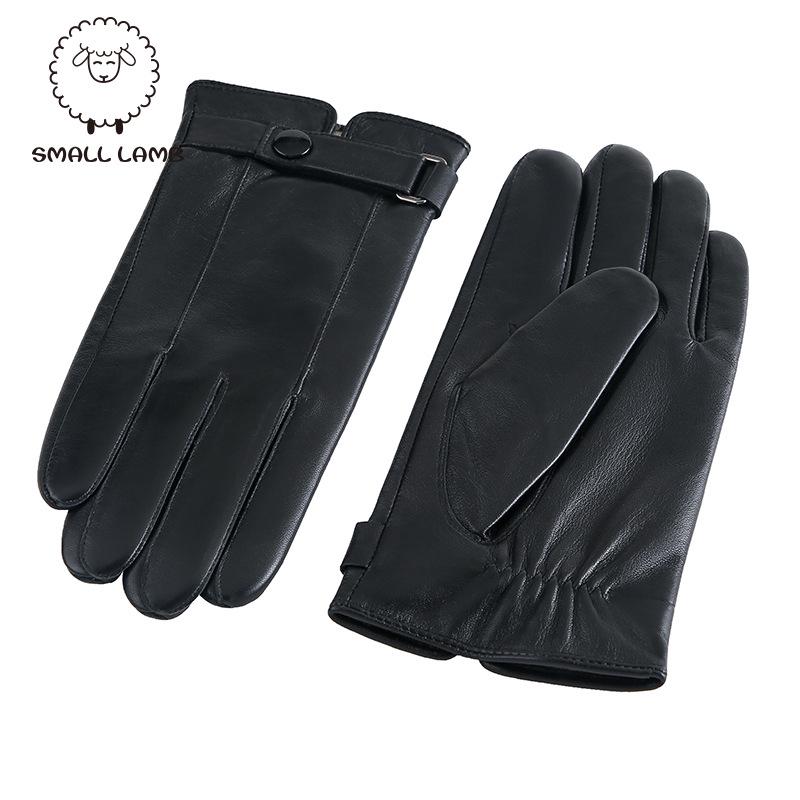 Men s Goatskin Touchscreen Gloves - Warm Velvet-Lined, Genuine Leather, for Autumn/Winter Driving & Cycling. Large чёрный