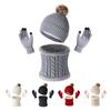 3Pcs/Set Winter Hat Scarf Gloves Set Solid Color Twist Texture Velvet Lining Winter Hat Neck Warmer Gloves Set Cold Weather Gear