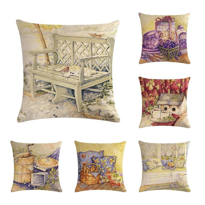 45*45CM Individual European style oil painting Cushion Covers s Linen