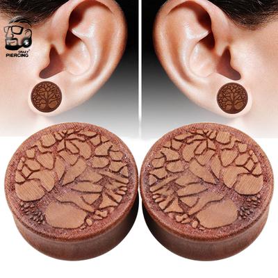 1 Çift Hayat Ağacı Ahşap Genişleticiler Piercing Moda Kulak Tıkacı Et Tünelleri Ölçü Gerdirici Kulak Eyeri Vücut Takısı Piercingleri