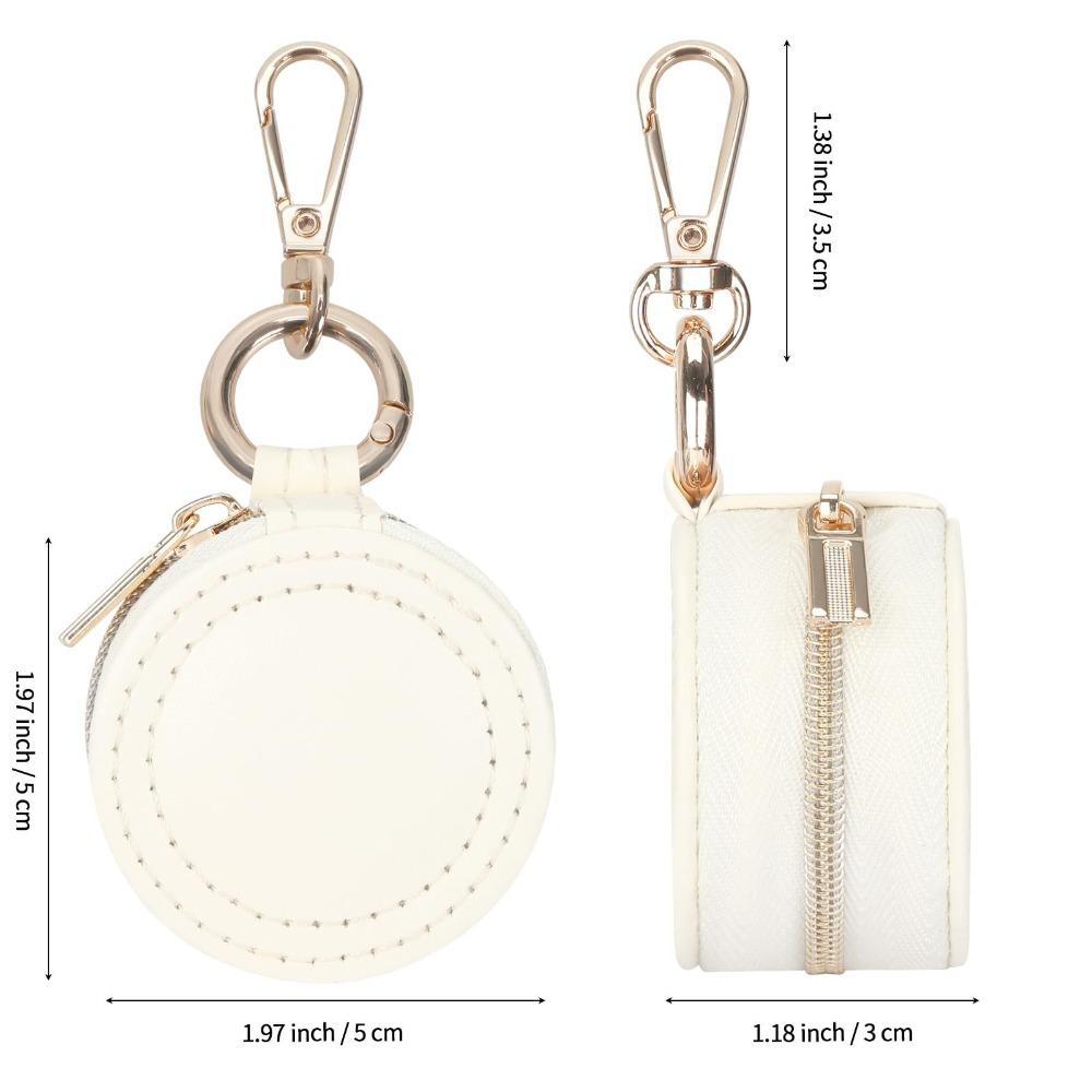 Round Portable Jewelry Storage Bag Necklace Ring Jewelry Box Storage Case With Keychain  Women
