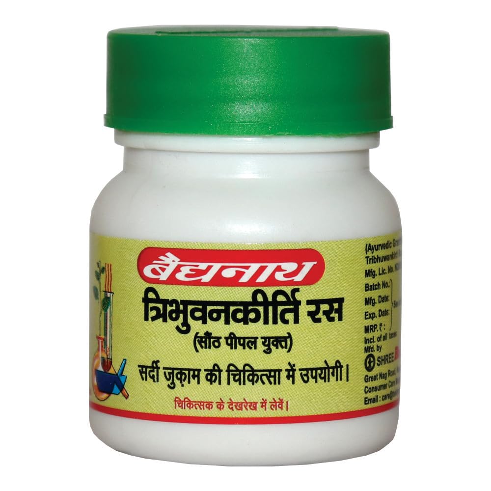 Baidyanath Tribhuvankirti Ras Tablets | Traditional Ayurvedic Formula for Wellness & Vitality | Herbal Supplement | Pack of 3 X 80 Tablets Each