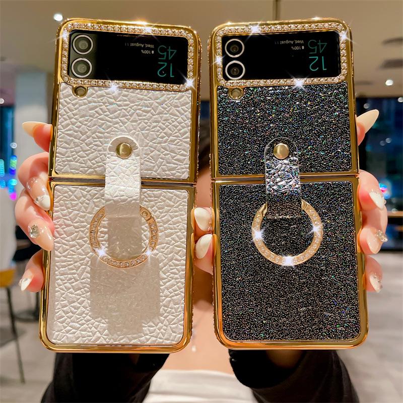 

Galaxy ZFlip6 Diamond Pattern Case with Ring Stand For P50 Pocket розовый