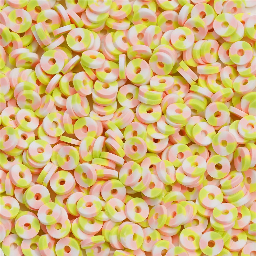 350pcs 6mm Flat Round Polymer Clay Beads Loose Spacer Beads for Jewelry Making DIY Needlework Bracelet Necklace Accessories
