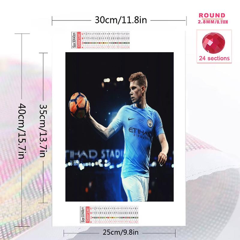 Kevin De Bruyne Pattern 3pcs 100% Round Full Drill 5D DIY Diamond Painting Embroidery Cross Stitch Rhinestone Décor