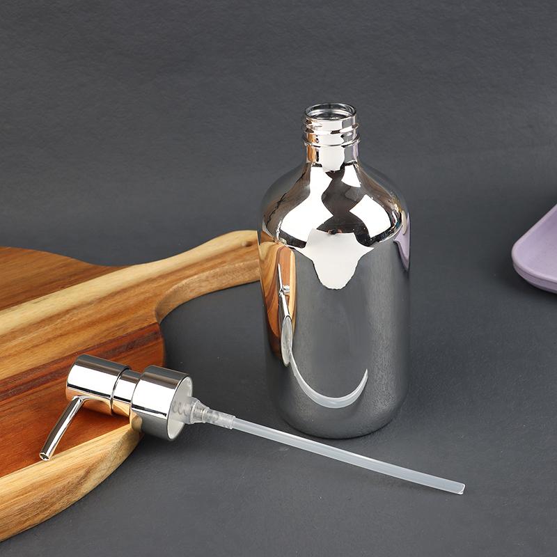 300/500Ml Silver Plating Soap Dispenser Bottle Empty Hand Press Refillable Lotion Bathroom Shampoo Shower Gel Container Accessor