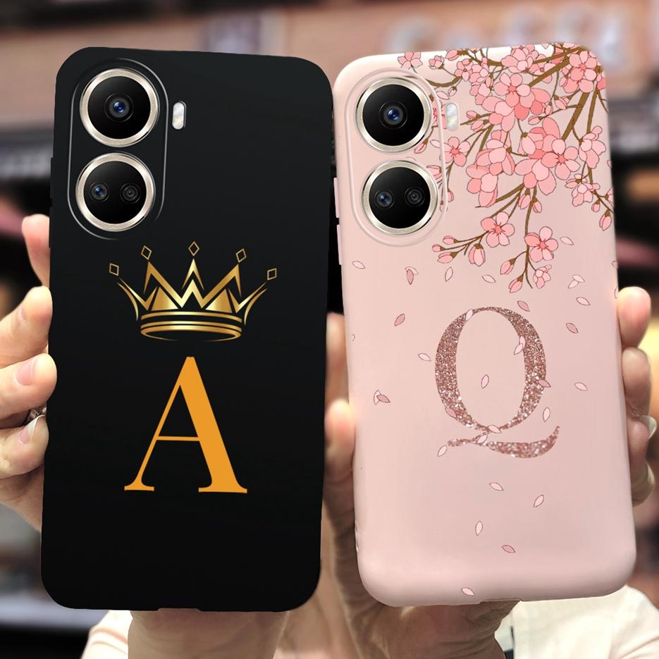 For Huawei Nova 10 SE Case BNE-LX1 BNE-LX3 Cute Initial Letters Cover Soft Silicone Phone Case For Huawei Nova 10 SE 10SE Bumper