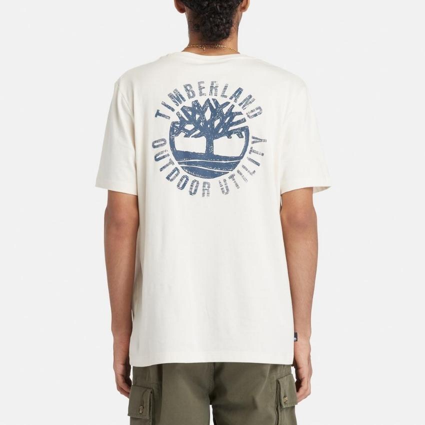 Timberland Letter Print Crew Neck Casual Short Sleeve T-Shirt Unisex Tops White A42Q5-CR3