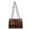 Quilted Leather Shoulder Bag with Chain Strap Metal Clasp Flap Closure Casual Tote Purse for Women Daily