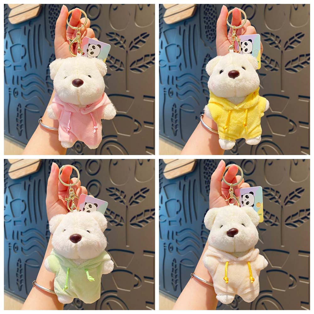 Wear Hoodies Cartoon Bear Plush Doll Bag Hanging Animal Plush Car Keyring  Friends Birthday Gifts