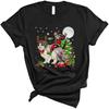 Santa Riding Reindeer Ragdoll Cat Funny Cute Christmas Tree Xmas Lights Santa Cat Lover Unisex T-Shirt