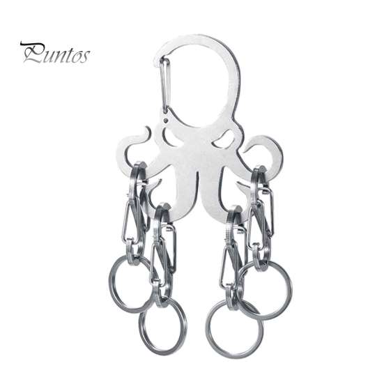 

Брелок для ключей Octopus из нержавеющей стали со съемными S-образными крючками, прочный портативный держатель для ключей для кемпинга на открытом воздухе, металлическая подвесная пряжка-карабин Sets