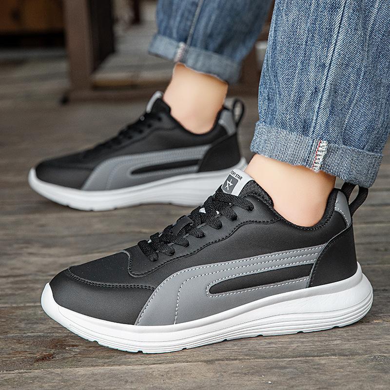 

Мужская обувь новая кожаная модная повседневная обувь на доске мужская и женская универсальная белая обувь студенческая мягкая подошва удобная для бега спортивная обувь 45 черный серый