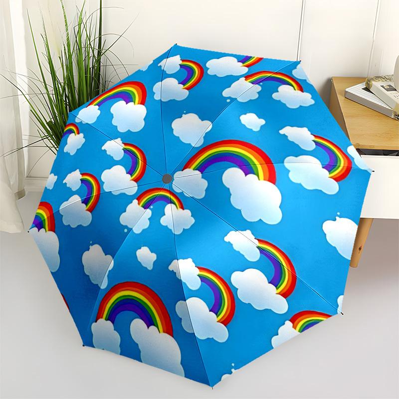 1pc Rainbow, Clouds Automatic Umbrella - Automatic Opening And Closing, Sturdy Iron Frame, Portable Folding Design Yy251018129