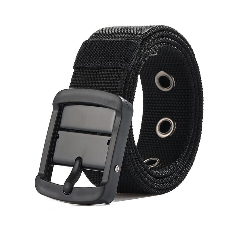 Reversible Dual-Color Nylon Belt With Rotating Pin Buckle Unisex Casual Waistband Jeans Pants