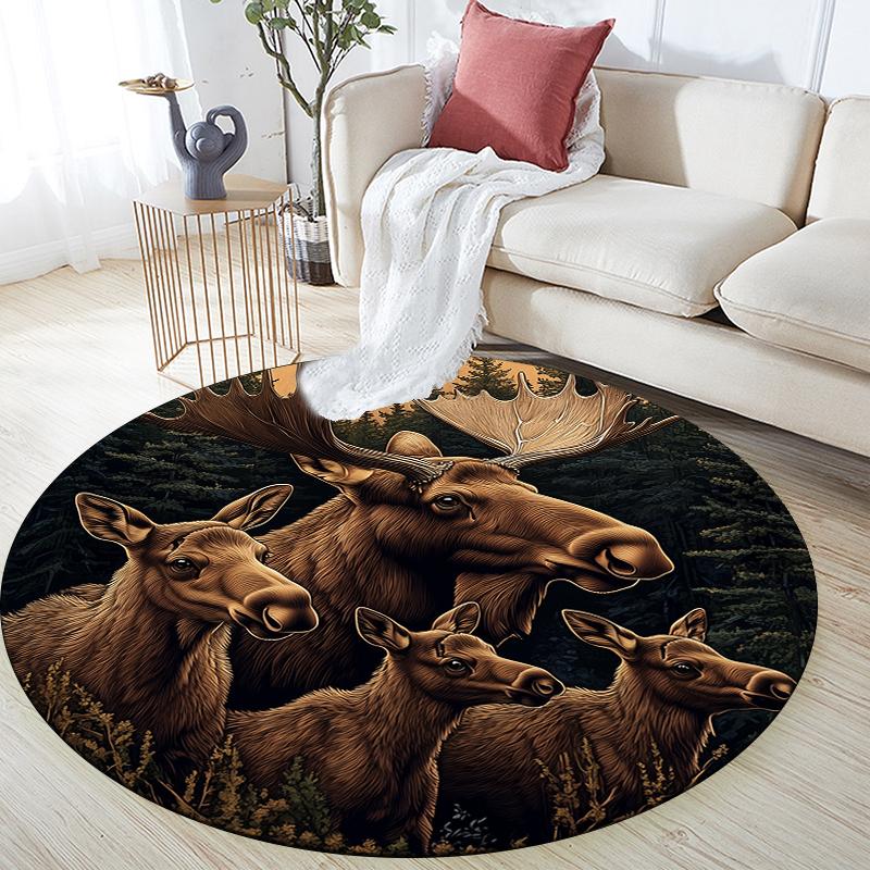 

Moose pattern round rug,Carpet Rug for Living Room Bedroom Sofa Playroom Decor,Non-slip Floor Mat,Holiday Gifts and Birthday Gifts 80cmx80cm