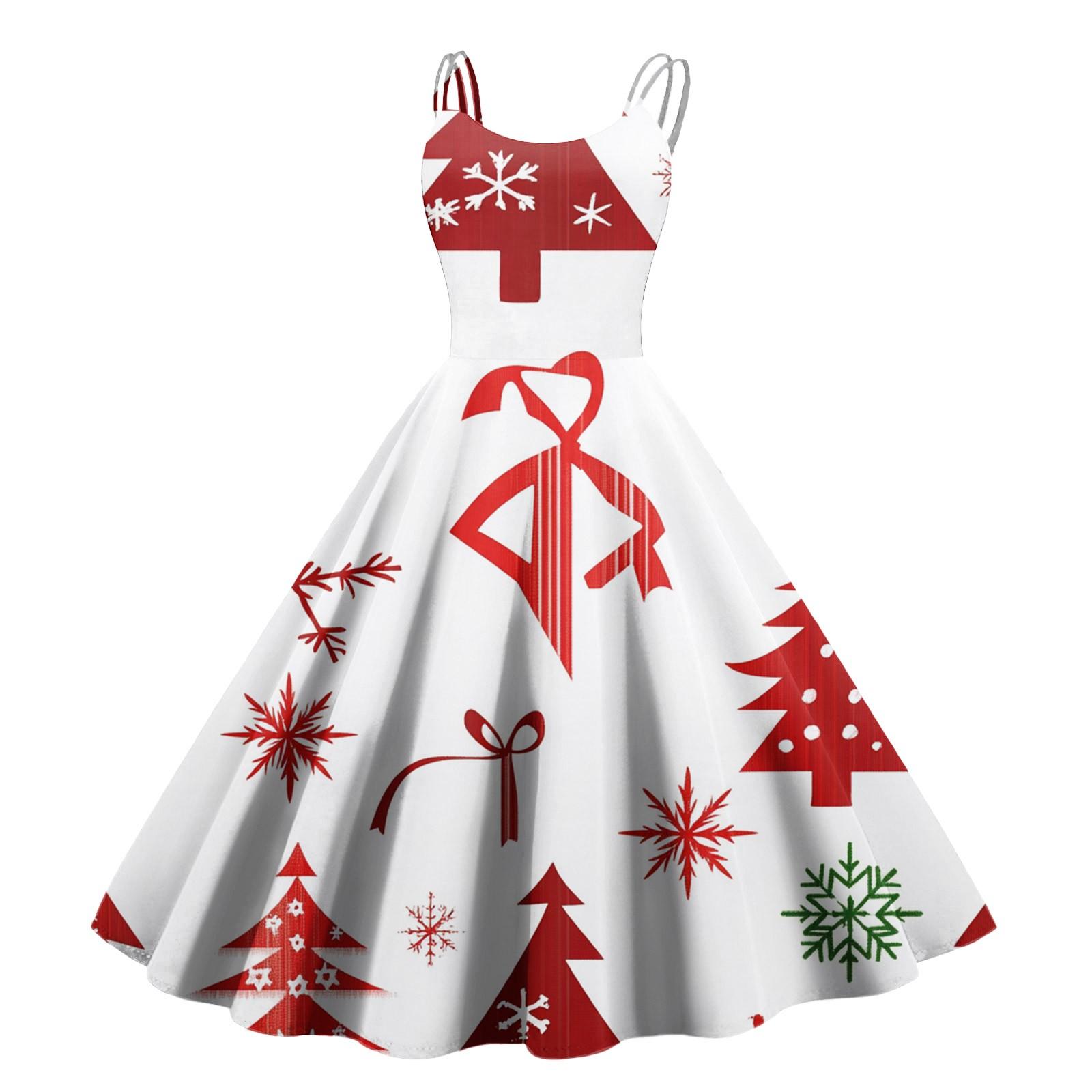 

Женские рождественские подарки, напечатанная шапка Санты, сексуальное платье с открытыми плечами в стиле панк-винтаж XL арбуз красный