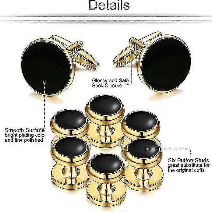 8pcs Men's Classic Cufflinks And Studs Set For Tuxedo Formal Suit Business Or Wedding Shirt